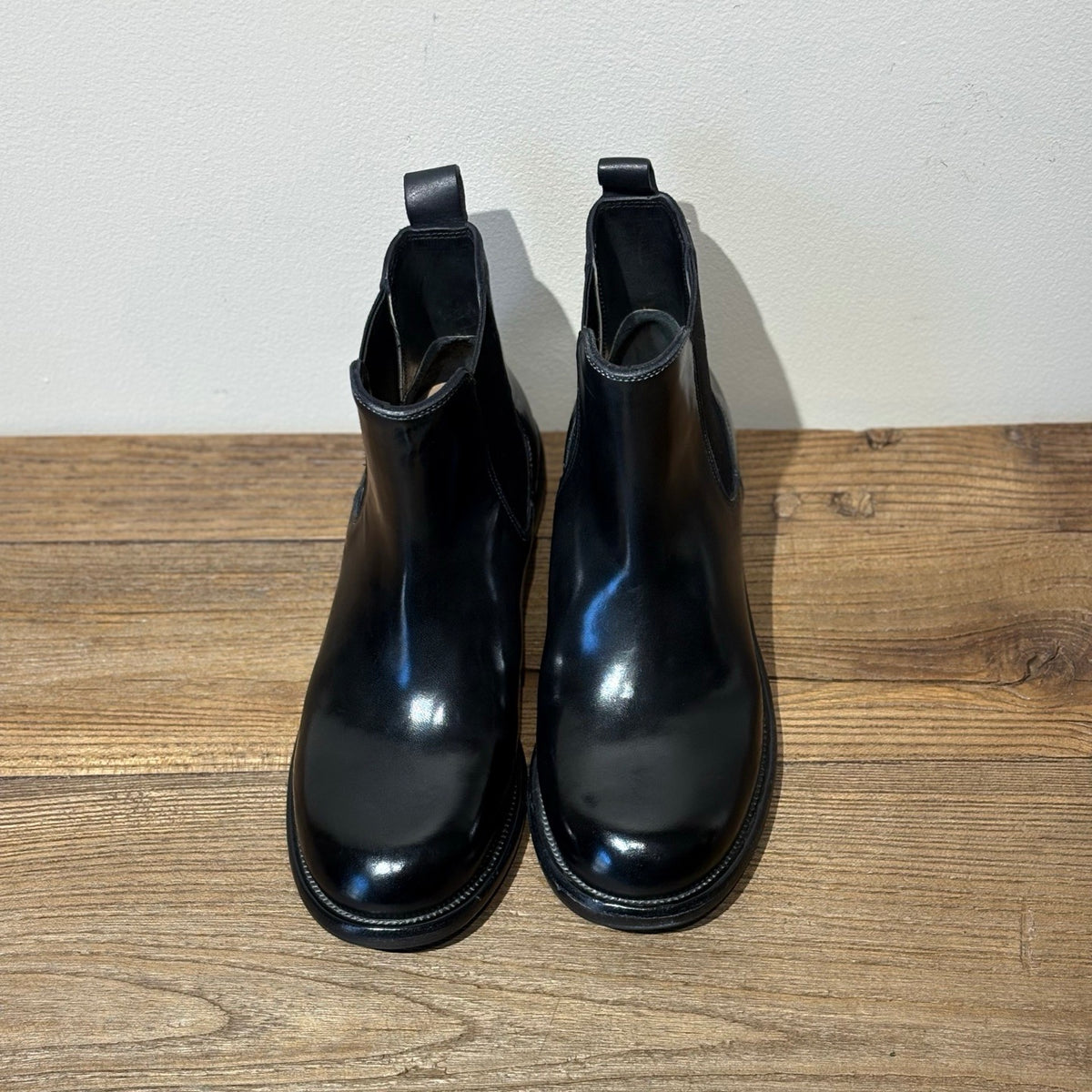 Handmade leather sole with rubber grip and Goodyear welt stamp