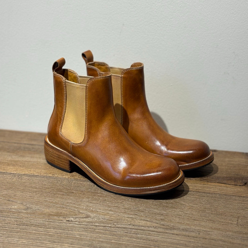Pair of Black leather Chelsea boots front view
