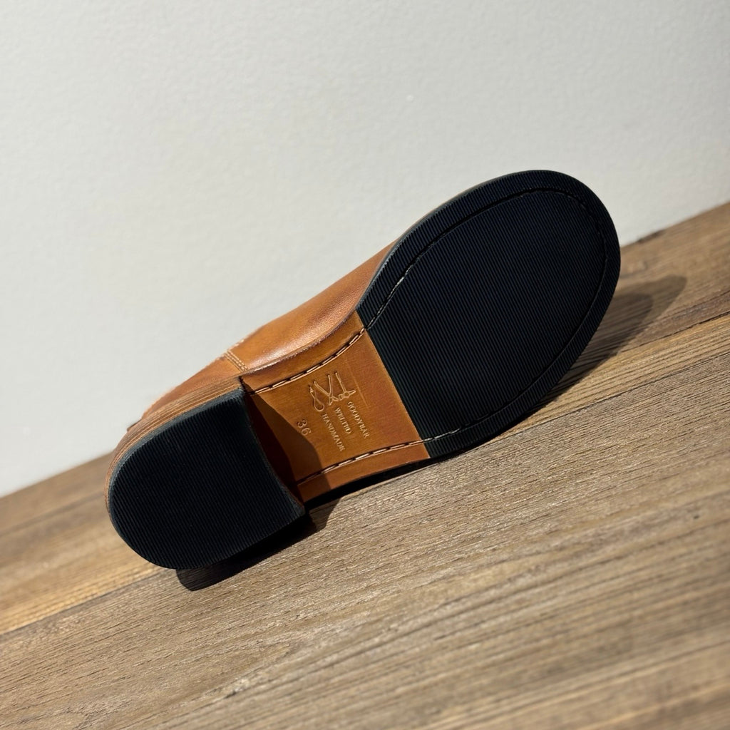 Side-by-side view of Black and Tan leather Chelsea boots