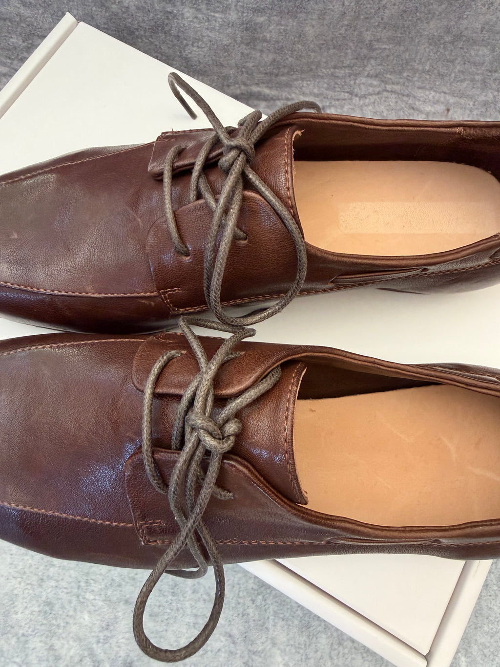 Handcrafted Washed Horsehide Moc-Toe Derby Shoes