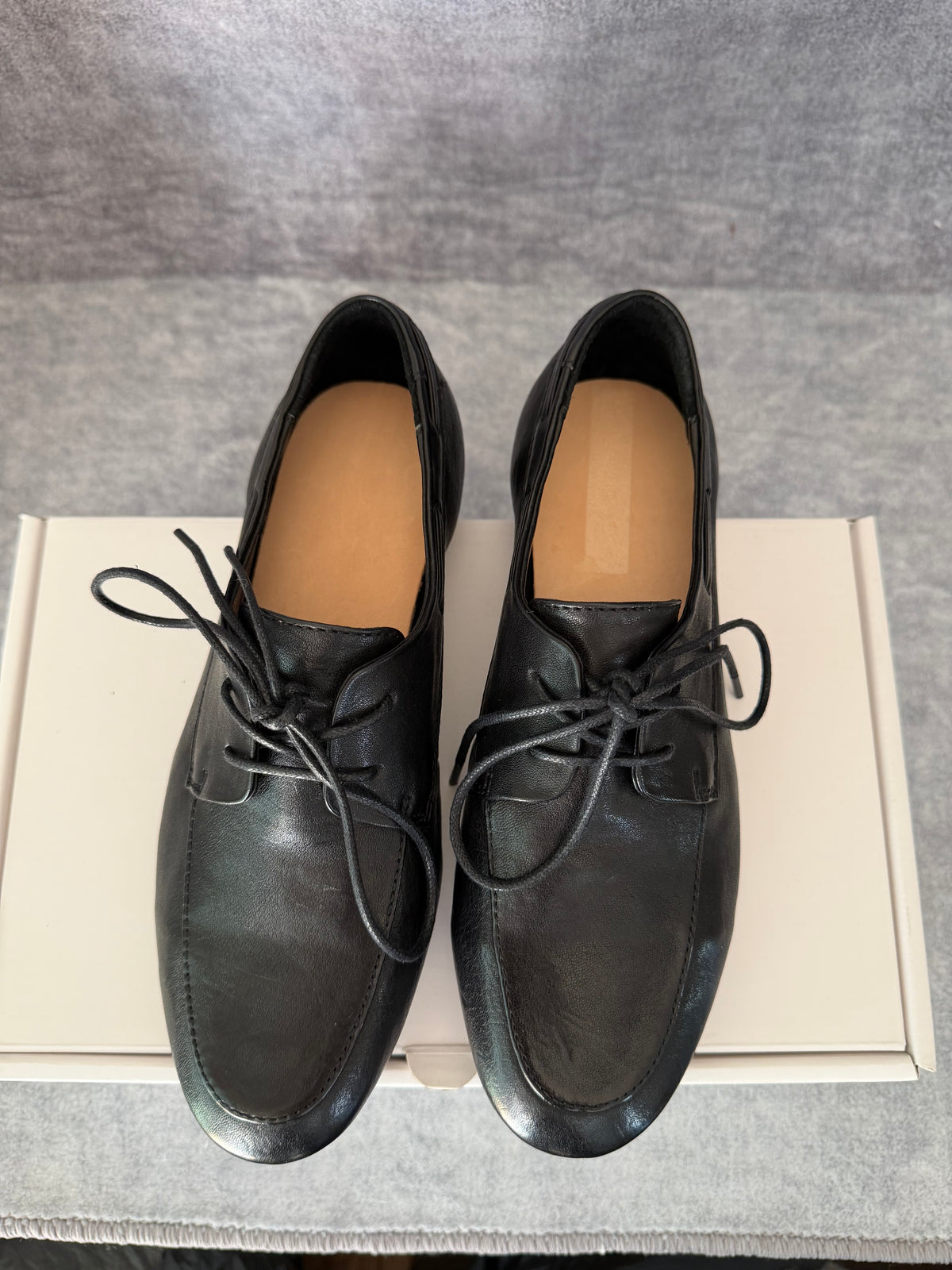 Handcrafted Washed Horsehide Moc-Toe Derby Shoes
